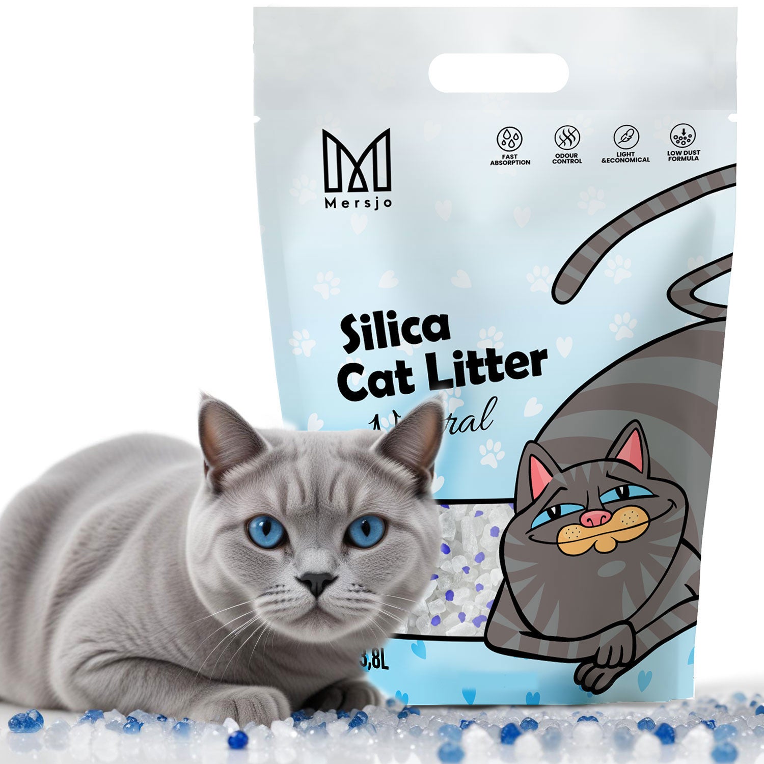 Silikon-Katzenstreu Mersjo Neutral 8x3,8L