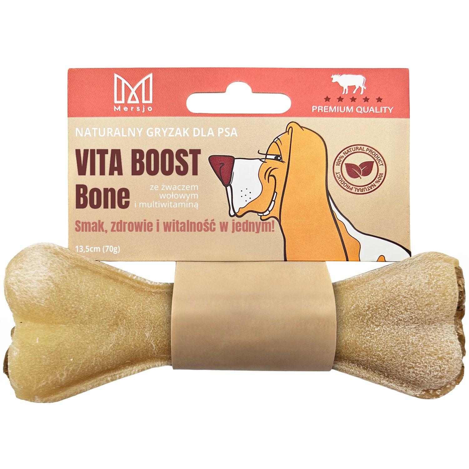 MERSJO Kausnack-Knochen für Hunde mit Pansen und Multivitamin 13,5cm - Vitalität