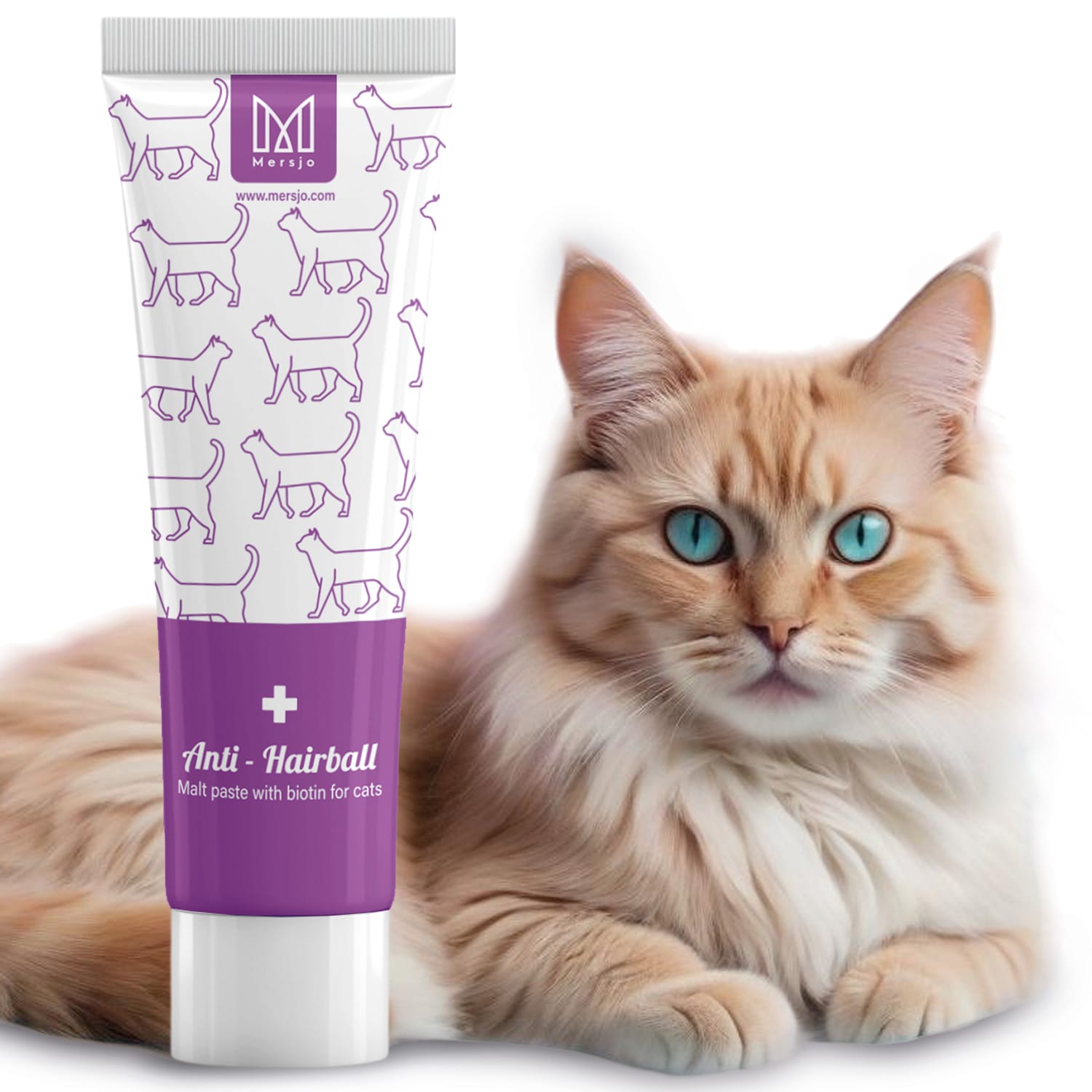 Anti-Haarball-Paste für Katzen mit Biotin, Nahrungsergänzungsmittel Mersjo Anti-Hairball 100g