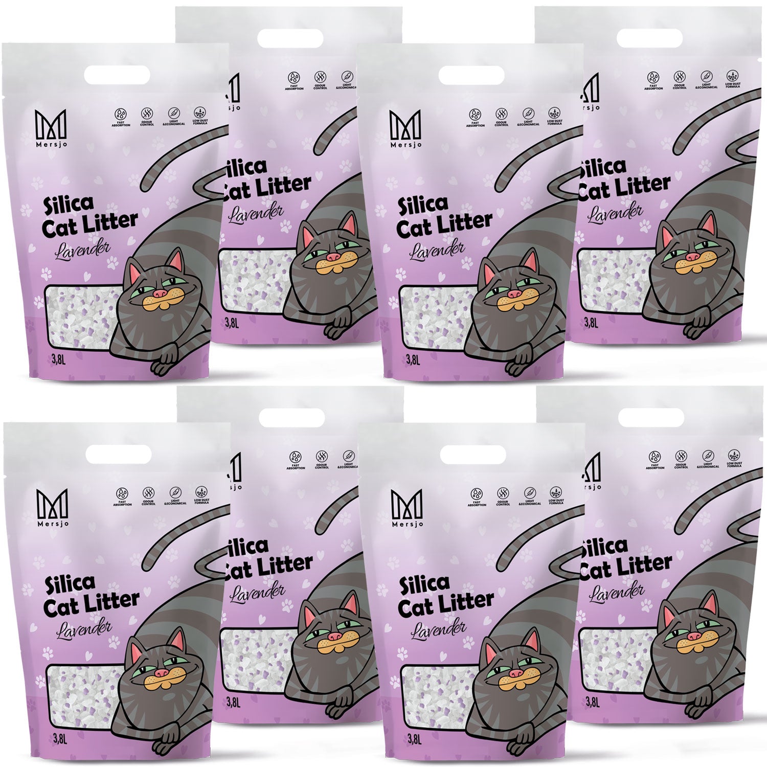 Silikon-Katzenstreu Lavendel Mersjo Lavender 8x3,8L