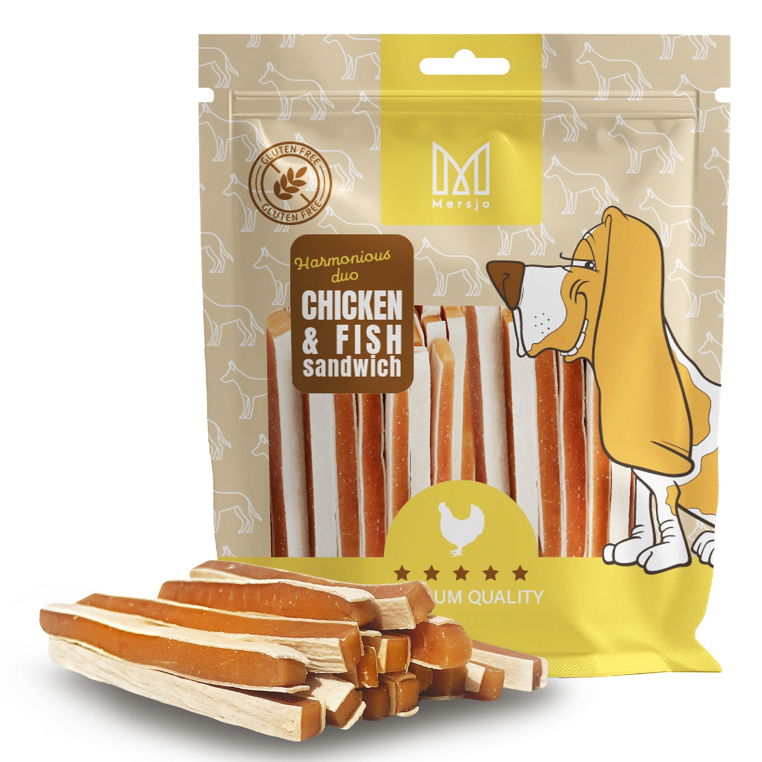 Hundesnack - Hähnchen-Kabeljau-Sandwich Mersjo 500g