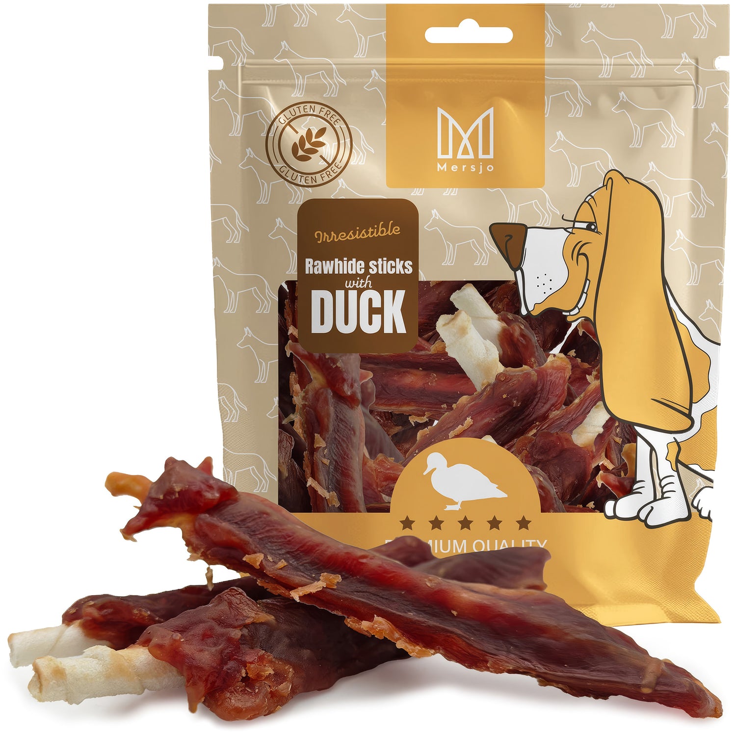 Dog treat - Rawhide sticks with duck breast fillet Mersjo 500g