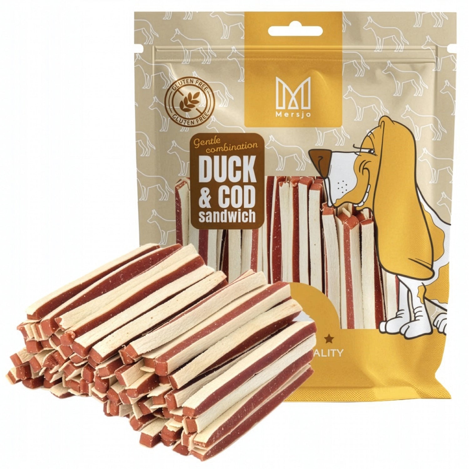 Hundesnack - Weiche Enten-Sandwich-Streifen Mersjo 500g