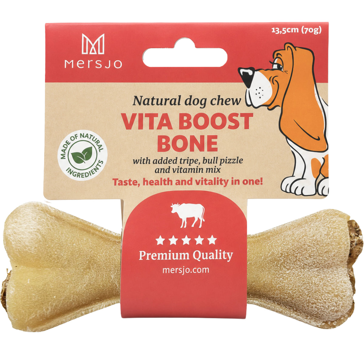 MERSJO Kausnack-Knochen für Hunde mit Pansen und Multivitamin 13,5cm - Vitalität