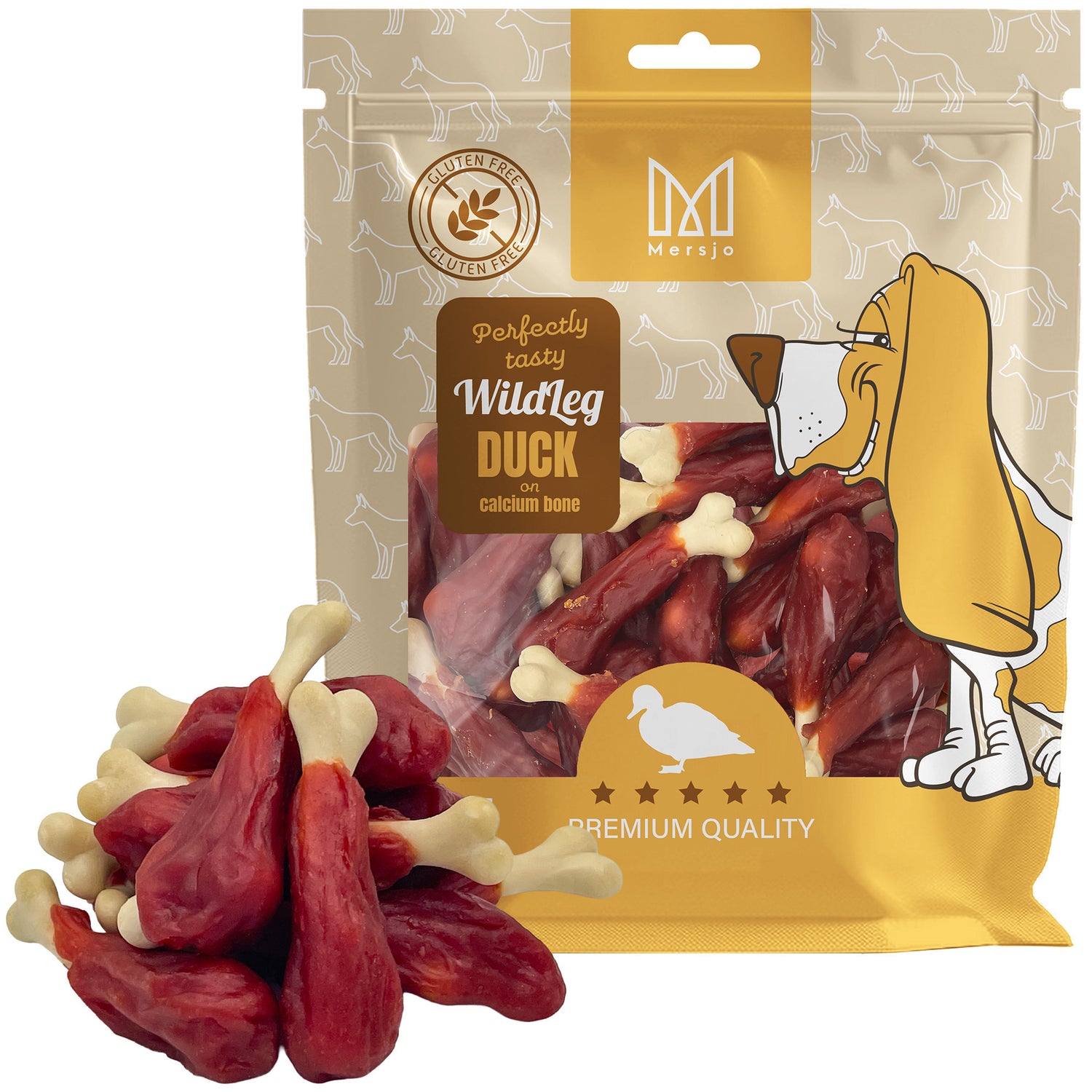 Duck leg with calcium, natural dog treat, Mersjo, WildLeg, 500g