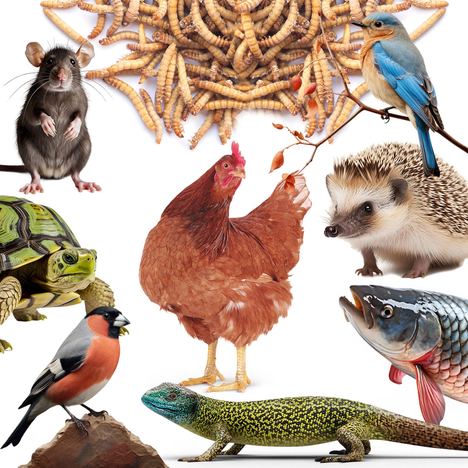 Getrocknete Mehlwürmer, Futter für Koi, Nagetiere, Igel, Vögel, Reptilien, Fische, Mersjo 3l 460g