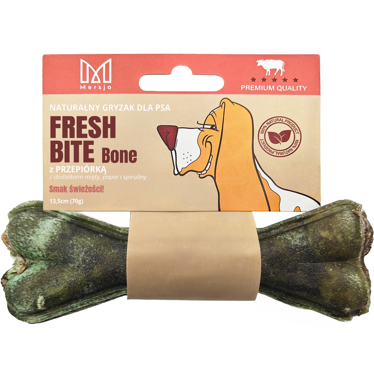 MERSJO Kausnack-Knochen mit Wachtel für Hunde 13,5 cm – frischer Atem