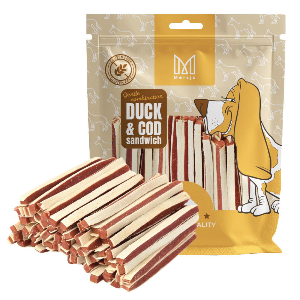 Hundesnack - Weiche Enten-Sandwich-Streifen Mersjo 500g