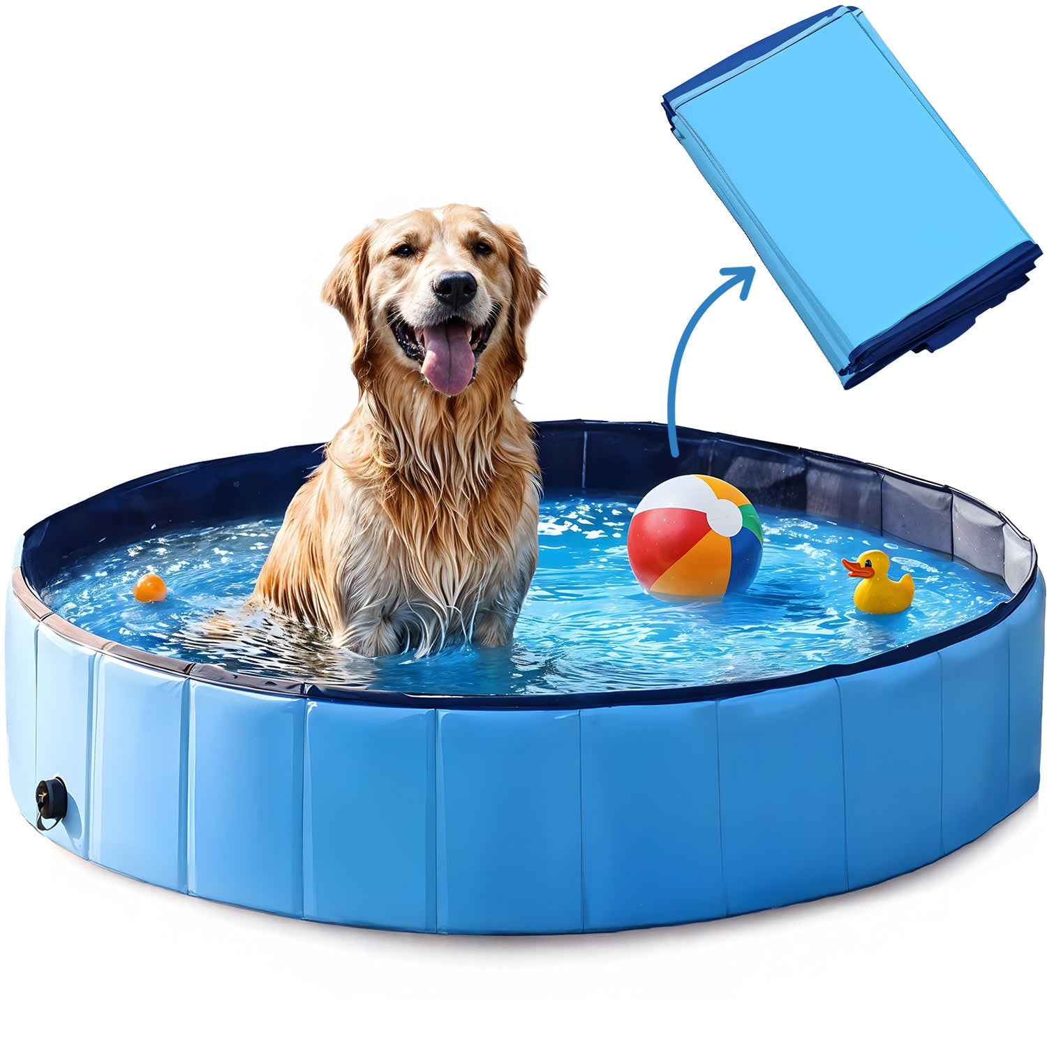 Gartenpool für Hunde, Tiere und Kinder, faltbar, DEXTER 80x20cm