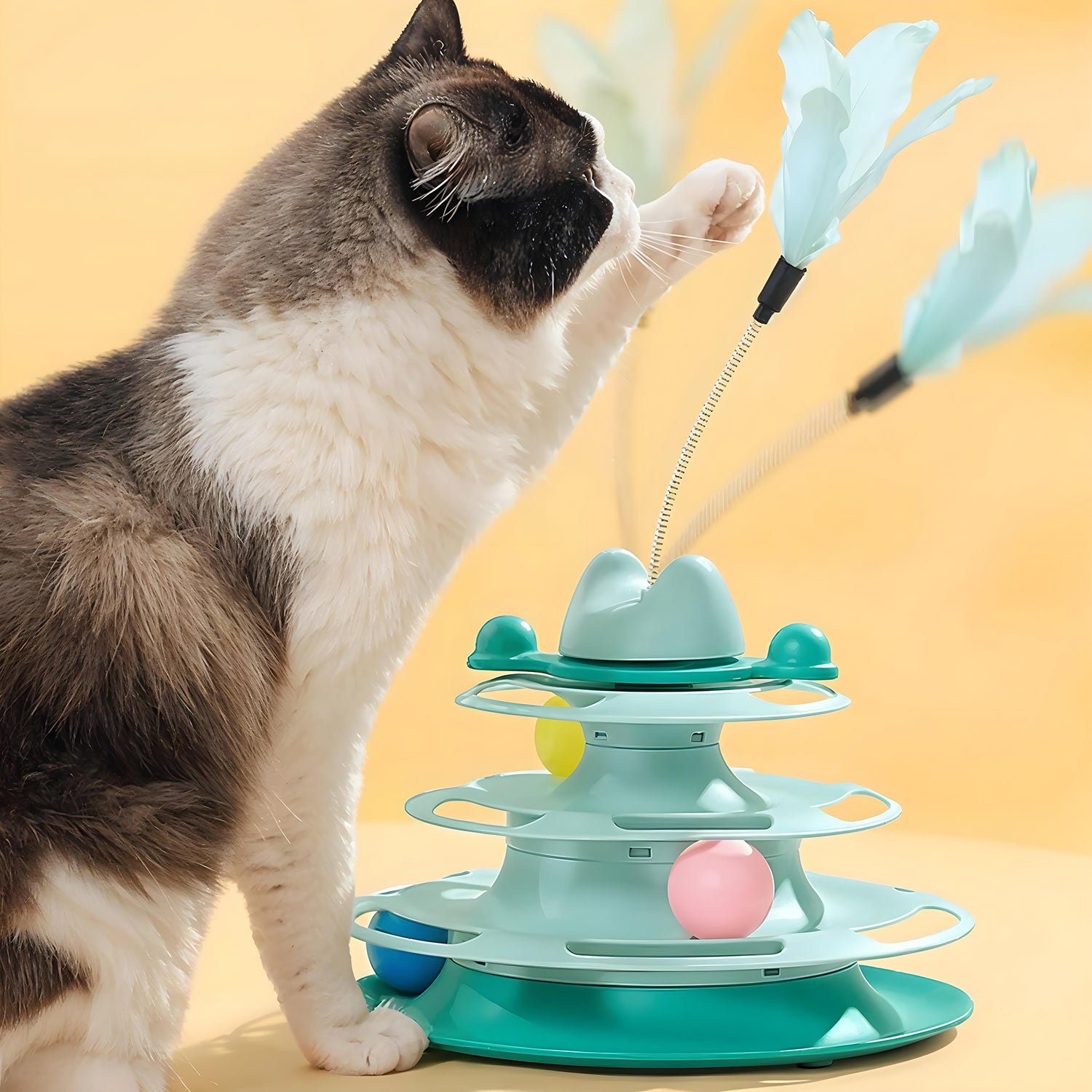 Interaktives Spielzeug für Katzen, Turm mit Bällen THEODORE’ S TOWER