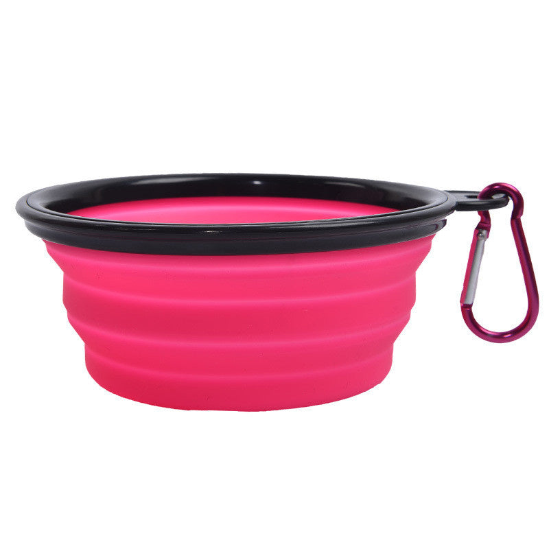 Faltbarer Silikon-Reisenapf für Hunde, rosa
